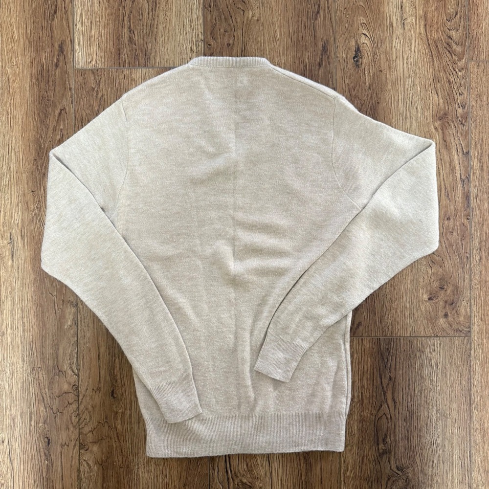 VTG Puritan Beige V-Neck Sweater Womens M Made in‎ USA Knit luxury  preppy cozy - Picture 9 of 9